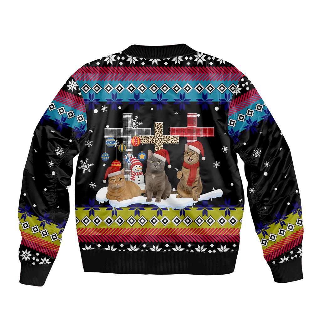 Jesus Is The Reason For The Season Christmas Bomber Jacket Funny Xmas Holiday Patterns - Wonder Print Shop