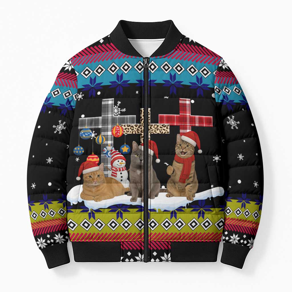 Jesus Is The Reason For The Season Christmas Bomber Puffer Jacket Funny Xmas Holiday Patterns - Wonder Print Shop