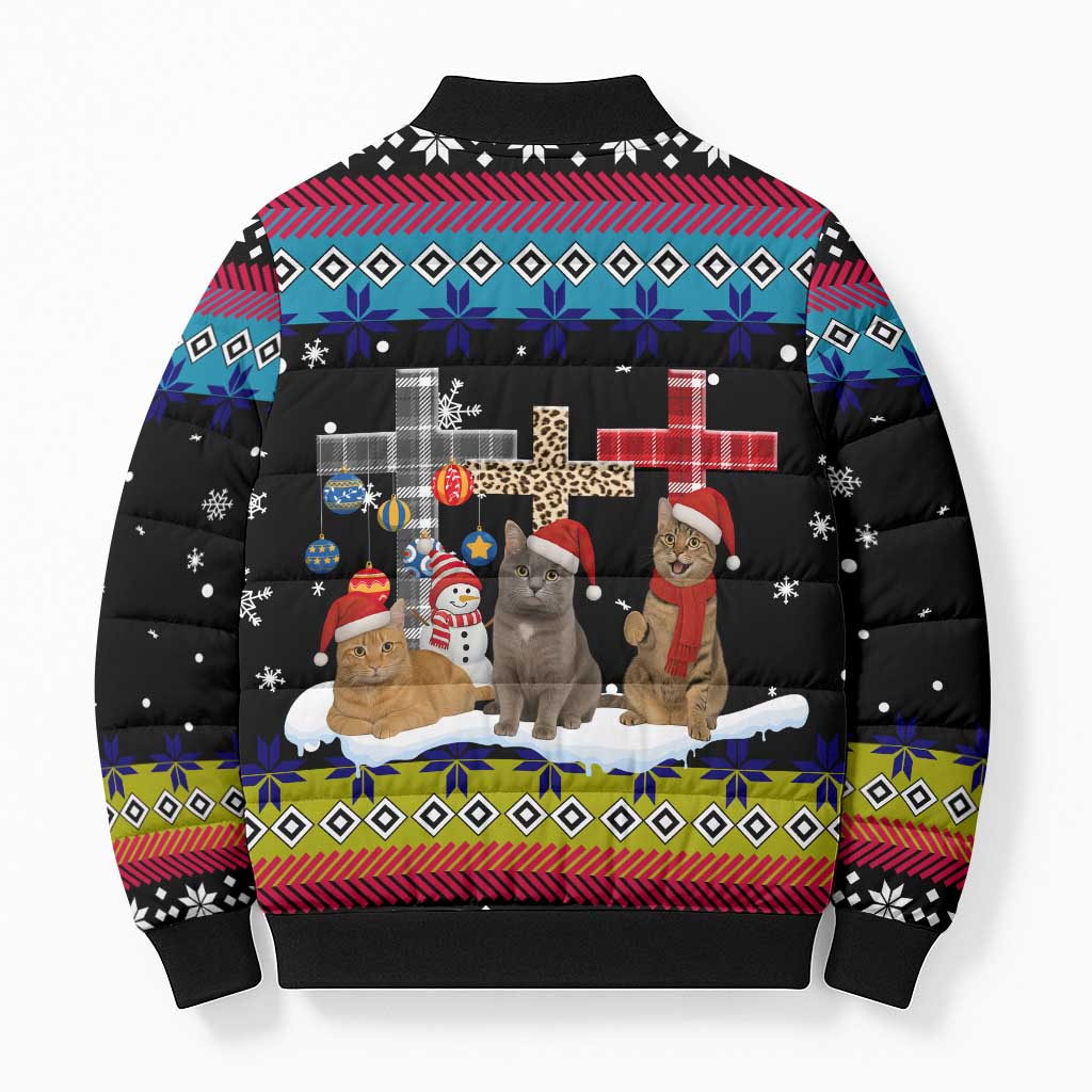Jesus Is The Reason For The Season Christmas Bomber Puffer Jacket Funny Xmas Holiday Patterns - Wonder Print Shop