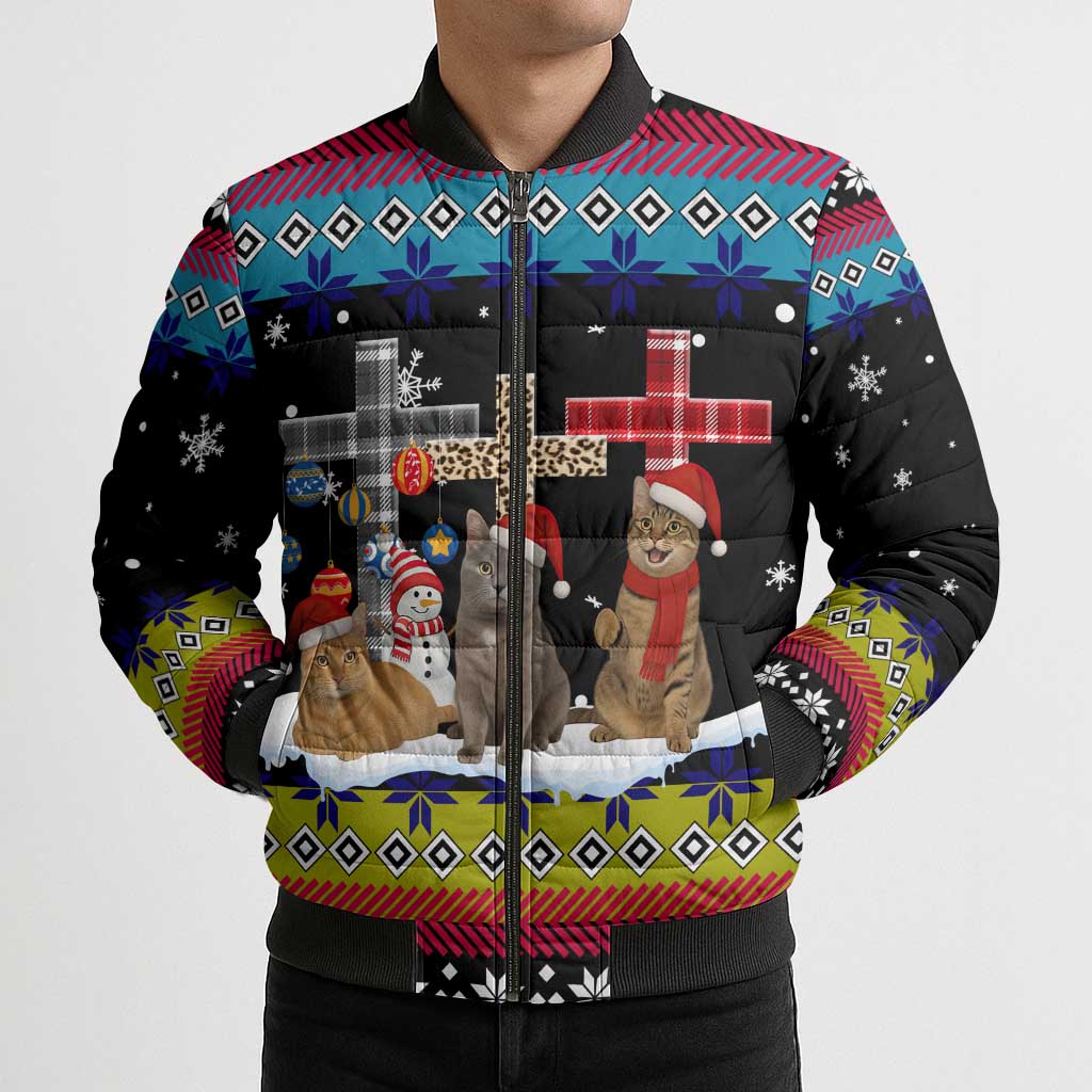 Jesus Is The Reason For The Season Christmas Bomber Puffer Jacket Funny Xmas Holiday Patterns - Wonder Print Shop