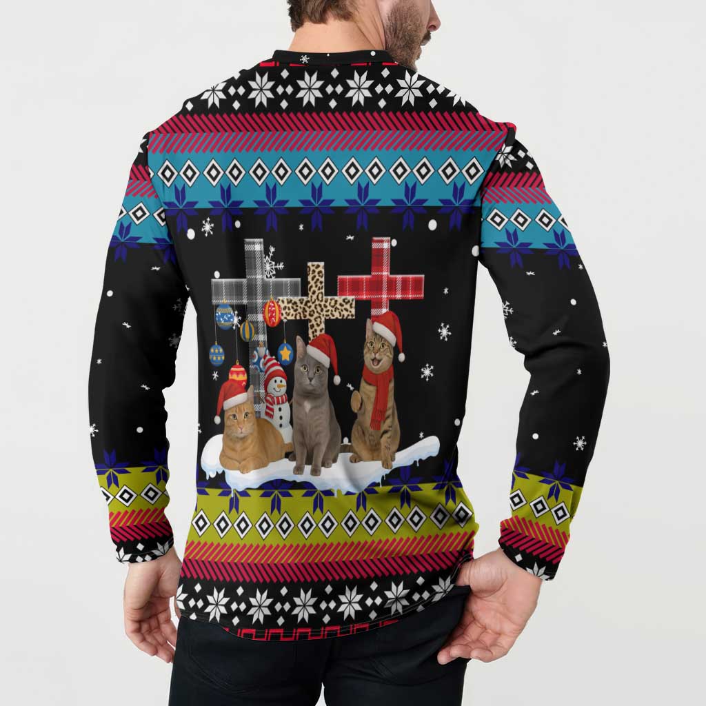 Jesus Is The Reason For The Season Christmas Button Sweatshirt Funny Xmas Holiday Patterns - Wonder Print Shop