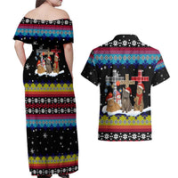 Jesus Is The Reason For The Season Christmas Couples Matching Off Shoulder Maxi Dress and Hawaiian Shirt Funny Xmas Holiday Patterns - Wonder Print Shop