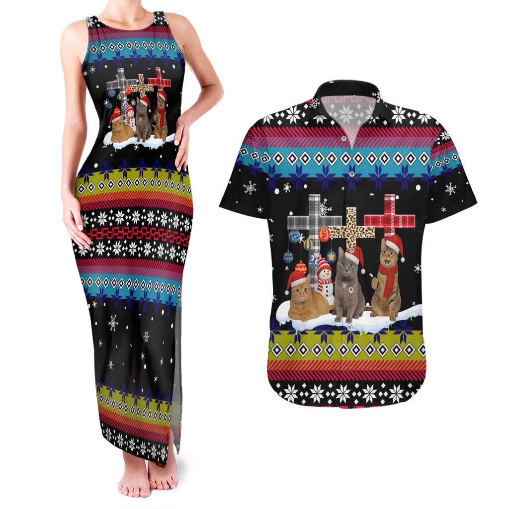 Jesus Is The Reason For The Season Christmas Couples Matching Tank Maxi Dress and Hawaiian Shirt Funny Xmas Holiday Patterns - Wonder Print Shop