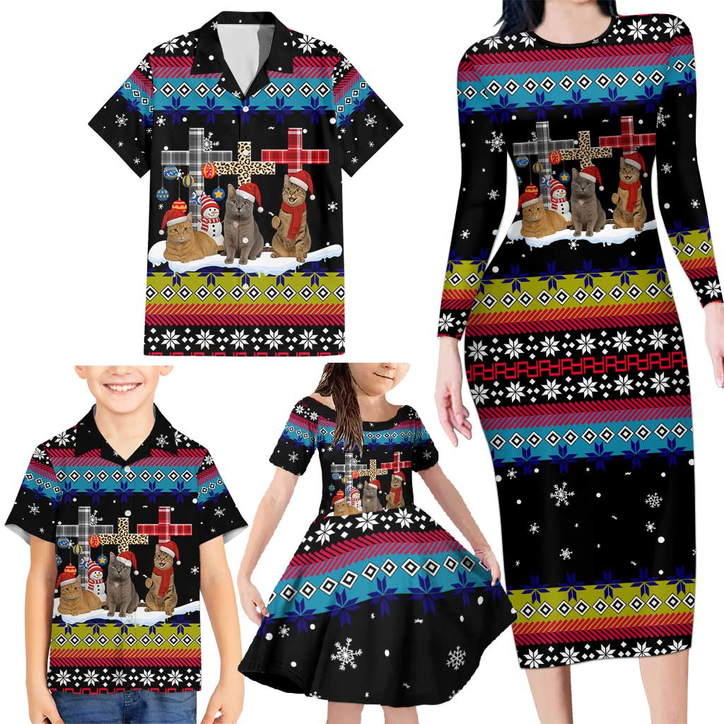 Jesus Is The Reason For The Season Christmas Family Matching Long Sleeve Bodycon Dress and Hawaiian Shirt Funny Xmas Holiday Patterns - Wonder Print Shop