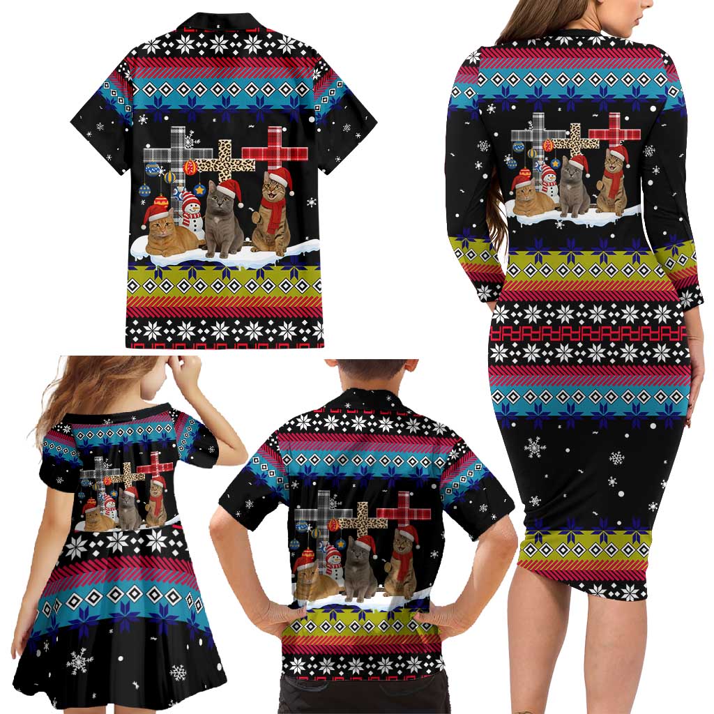 Jesus Is The Reason For The Season Christmas Family Matching Long Sleeve Bodycon Dress and Hawaiian Shirt Funny Xmas Holiday Patterns - Wonder Print Shop