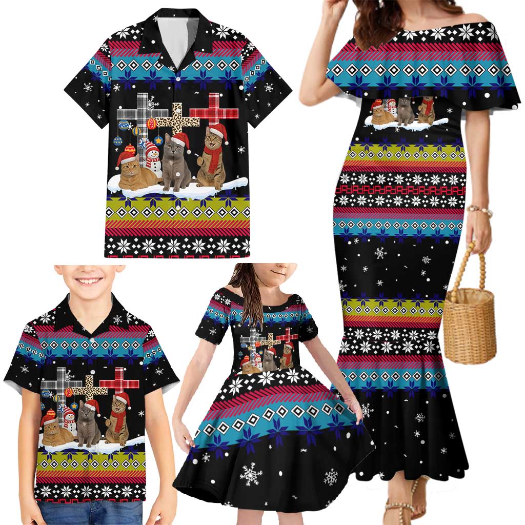 Jesus Is The Reason For The Season Christmas Family Matching Mermaid Dress and Hawaiian Shirt Funny Xmas Holiday Patterns - Wonder Print Shop