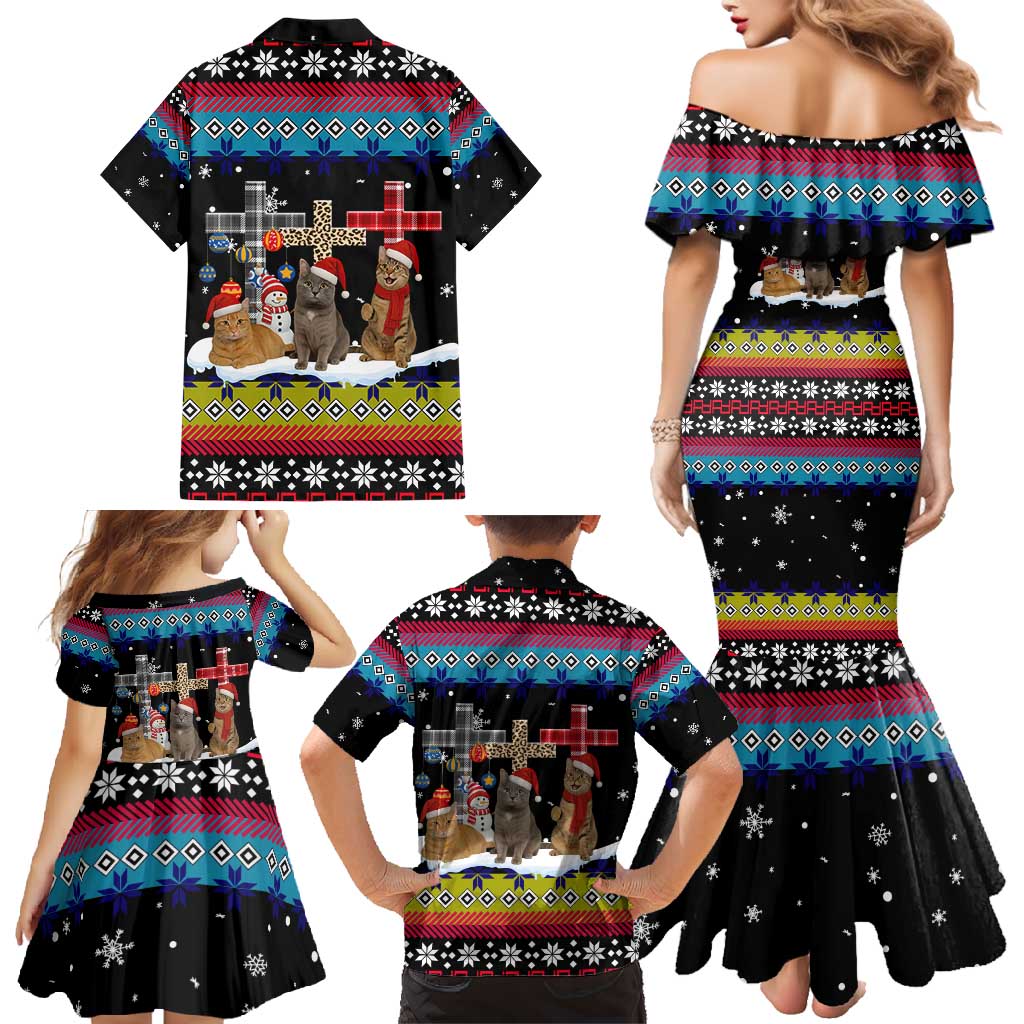 Jesus Is The Reason For The Season Christmas Family Matching Mermaid Dress and Hawaiian Shirt Funny Xmas Holiday Patterns - Wonder Print Shop