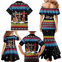 Jesus Is The Reason For The Season Christmas Family Matching Mermaid Dress and Hawaiian Shirt Funny Xmas Holiday Patterns - Wonder Print Shop