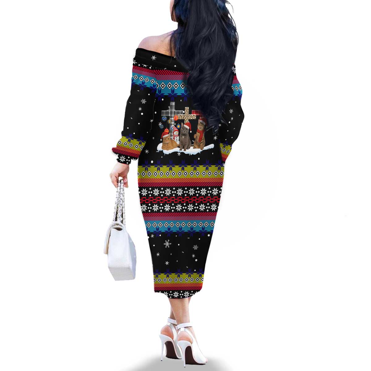 Jesus Is The Reason For The Season Christmas Family Matching Off The Shoulder Long Sleeve Dress and Hawaiian Shirt Funny Xmas Holiday Patterns - Wonder Print Shop