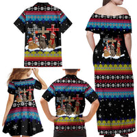Jesus Is The Reason For The Season Christmas Family Matching Off Shoulder Maxi Dress and Hawaiian Shirt Funny Xmas Holiday Patterns - Wonder Print Shop