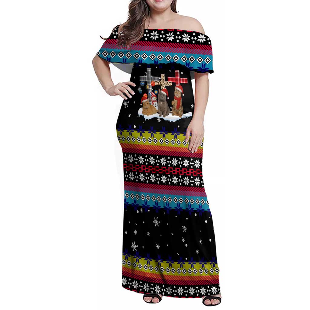 Jesus Is The Reason For The Season Christmas Family Matching Off Shoulder Maxi Dress and Hawaiian Shirt Funny Xmas Holiday Patterns - Wonder Print Shop