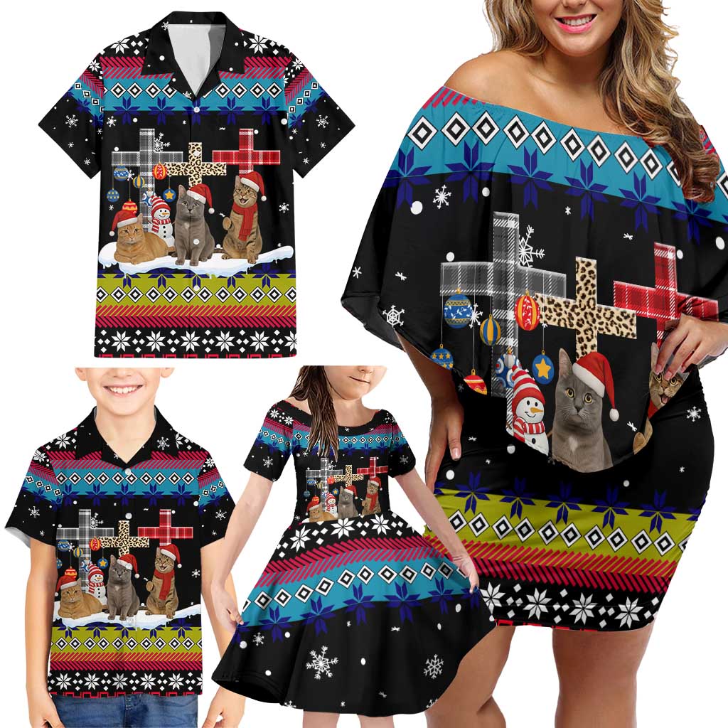 Jesus Is The Reason For The Season Christmas Family Matching Off Shoulder Short Dress and Hawaiian Shirt Funny Xmas Holiday Patterns - Wonder Print Shop