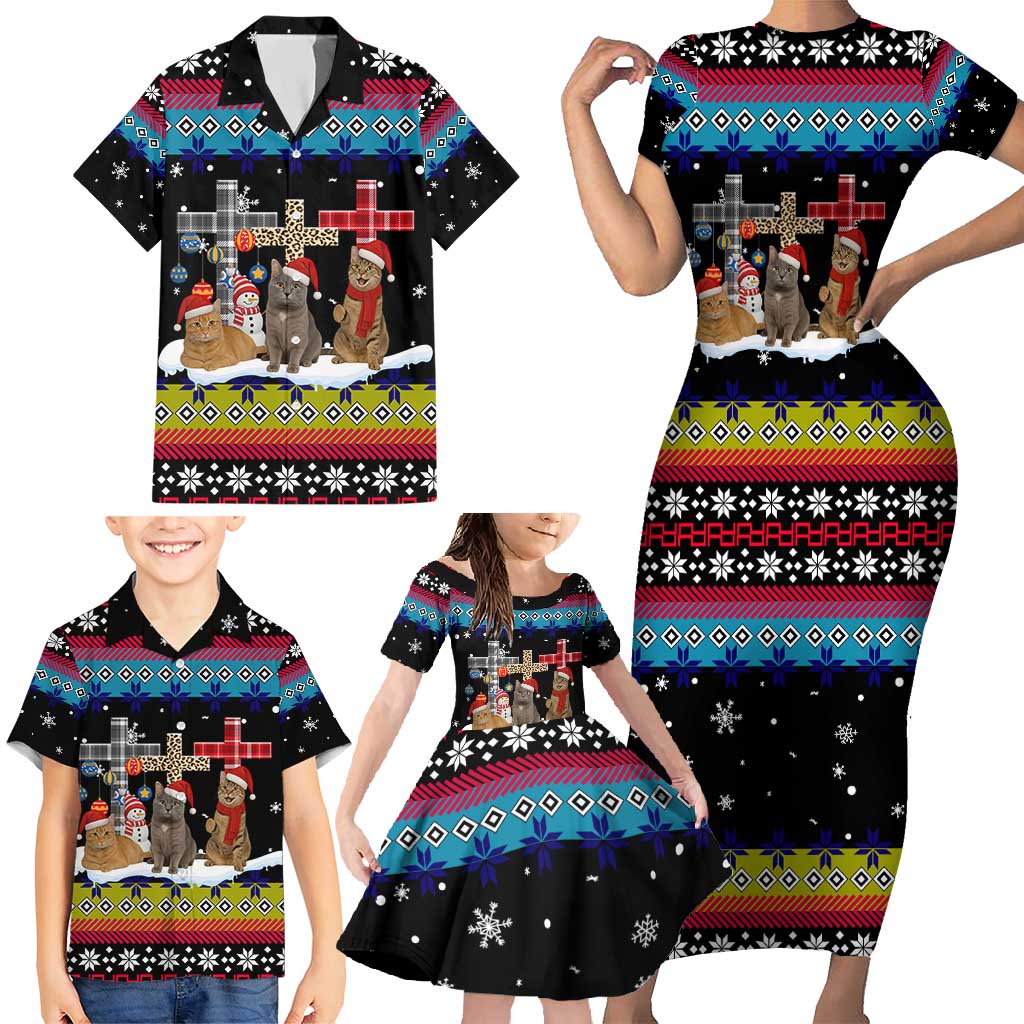 Jesus Is The Reason For The Season Christmas Family Matching Short Sleeve Bodycon Dress and Hawaiian Shirt Funny Xmas Holiday Patterns - Wonder Print Shop