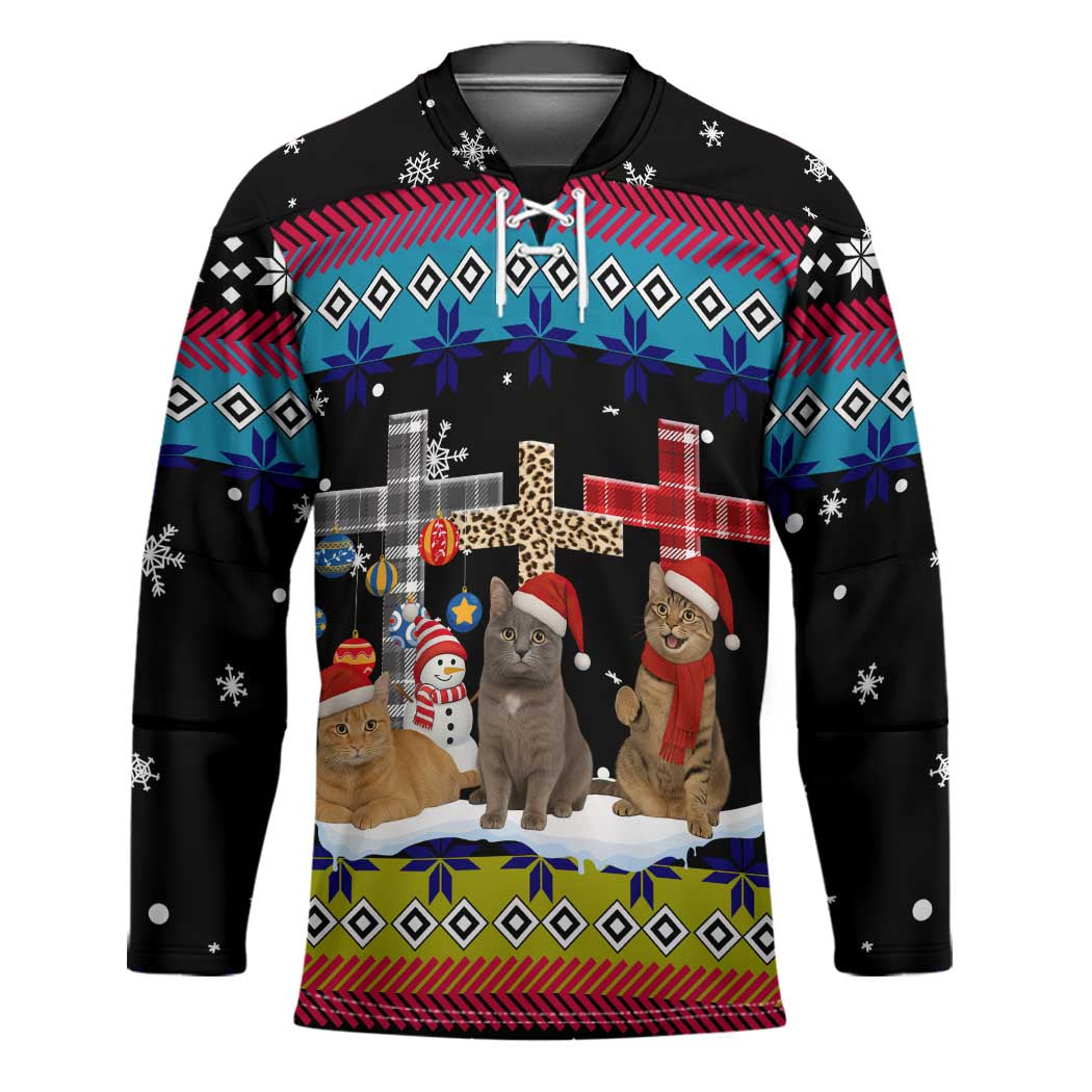Jesus Is The Reason For The Season Christmas Hockey Jersey Funny Xmas Holiday Patterns - Wonder Print Shop