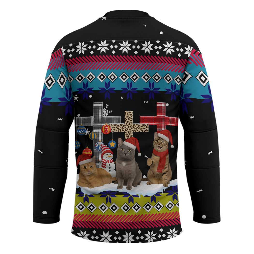 Jesus Is The Reason For The Season Christmas Hockey Jersey Funny Xmas Holiday Patterns - Wonder Print Shop
