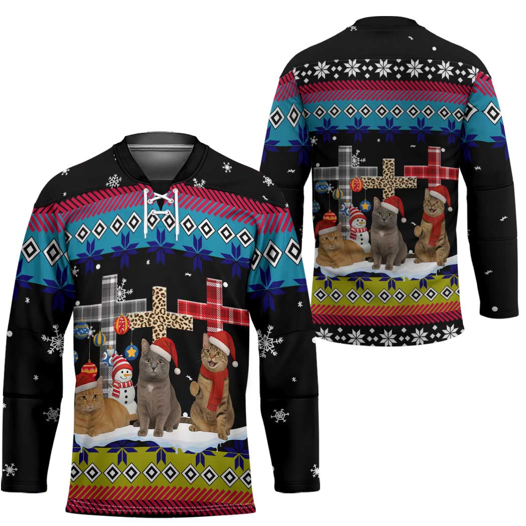 Jesus Is The Reason For The Season Christmas Hockey Jersey Funny Xmas Holiday Patterns - Wonder Print Shop