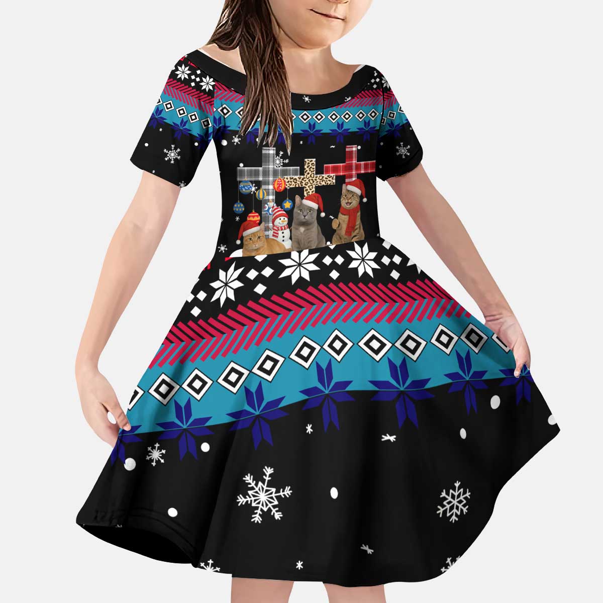 Jesus Is The Reason For The Season Christmas Kid Short Sleeve Dress Funny Xmas Holiday Patterns - Wonder Print Shop