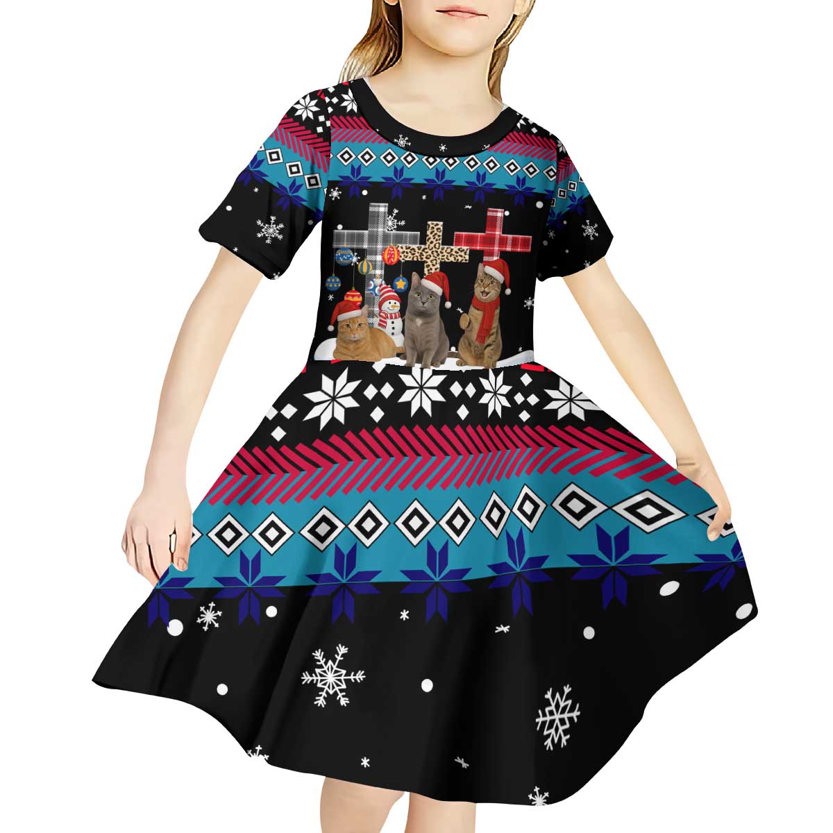 Jesus Is The Reason For The Season Christmas Kid Short Sleeve Dress Funny Xmas Holiday Patterns - Wonder Print Shop