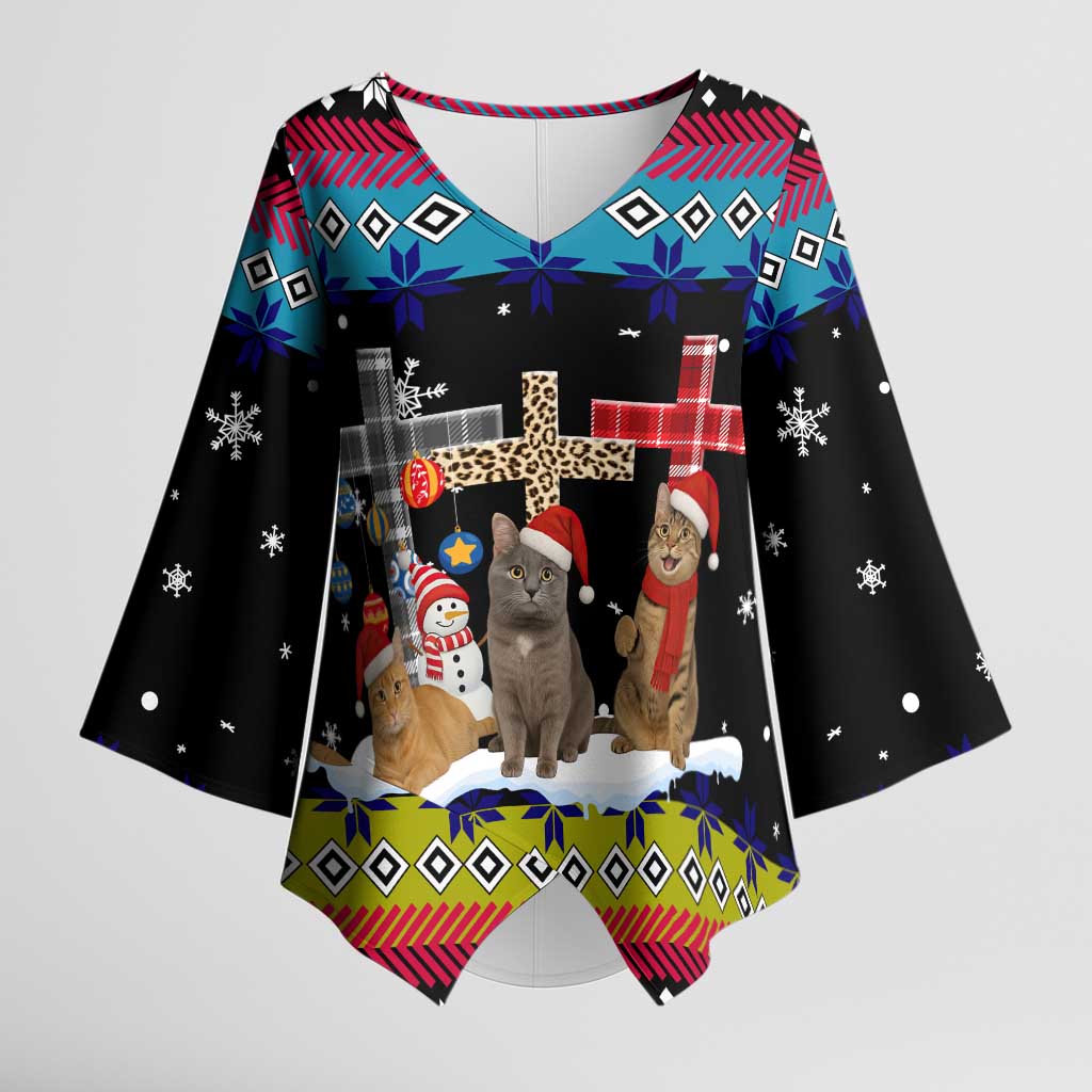 Jesus Is The Reason For The Season Christmas Kimono Sleeve Blouse Funny Xmas Holiday Patterns - Wonder Print Shop