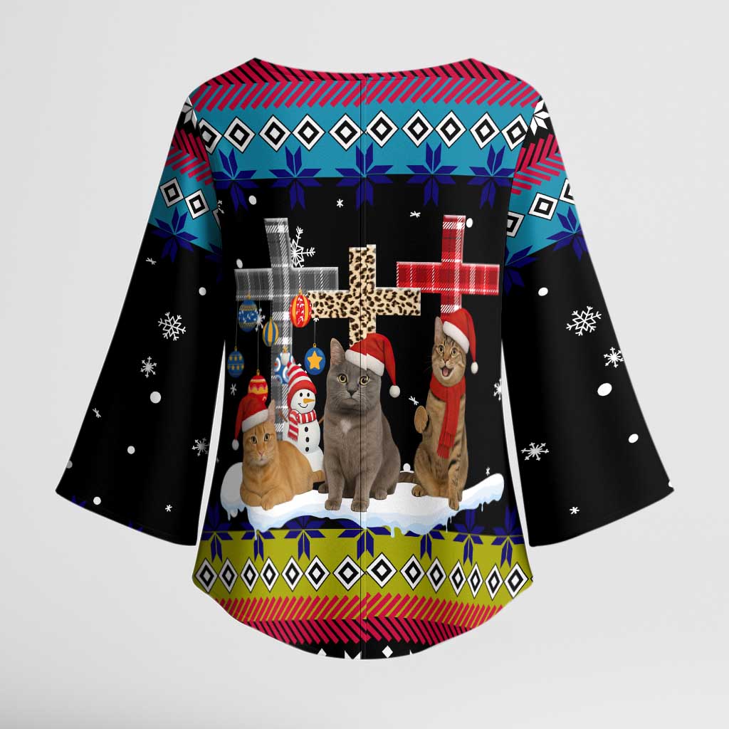 Jesus Is The Reason For The Season Christmas Kimono Sleeve Blouse Funny Xmas Holiday Patterns - Wonder Print Shop