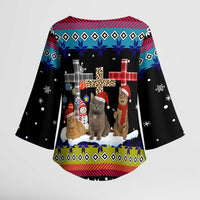 Jesus Is The Reason For The Season Christmas Kimono Sleeve Blouse Funny Xmas Holiday Patterns - Wonder Print Shop