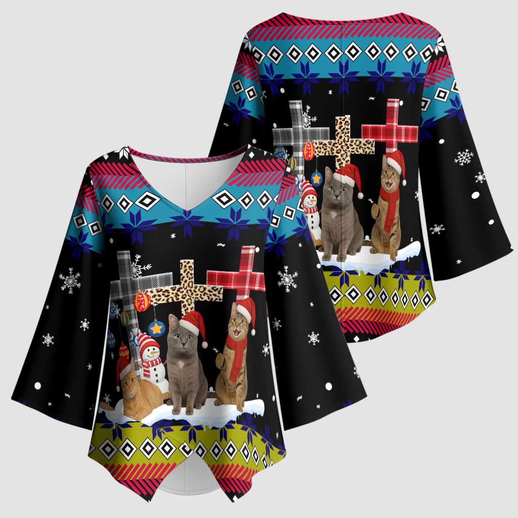 Jesus Is The Reason For The Season Christmas Kimono Sleeve Blouse Funny Xmas Holiday Patterns - Wonder Print Shop