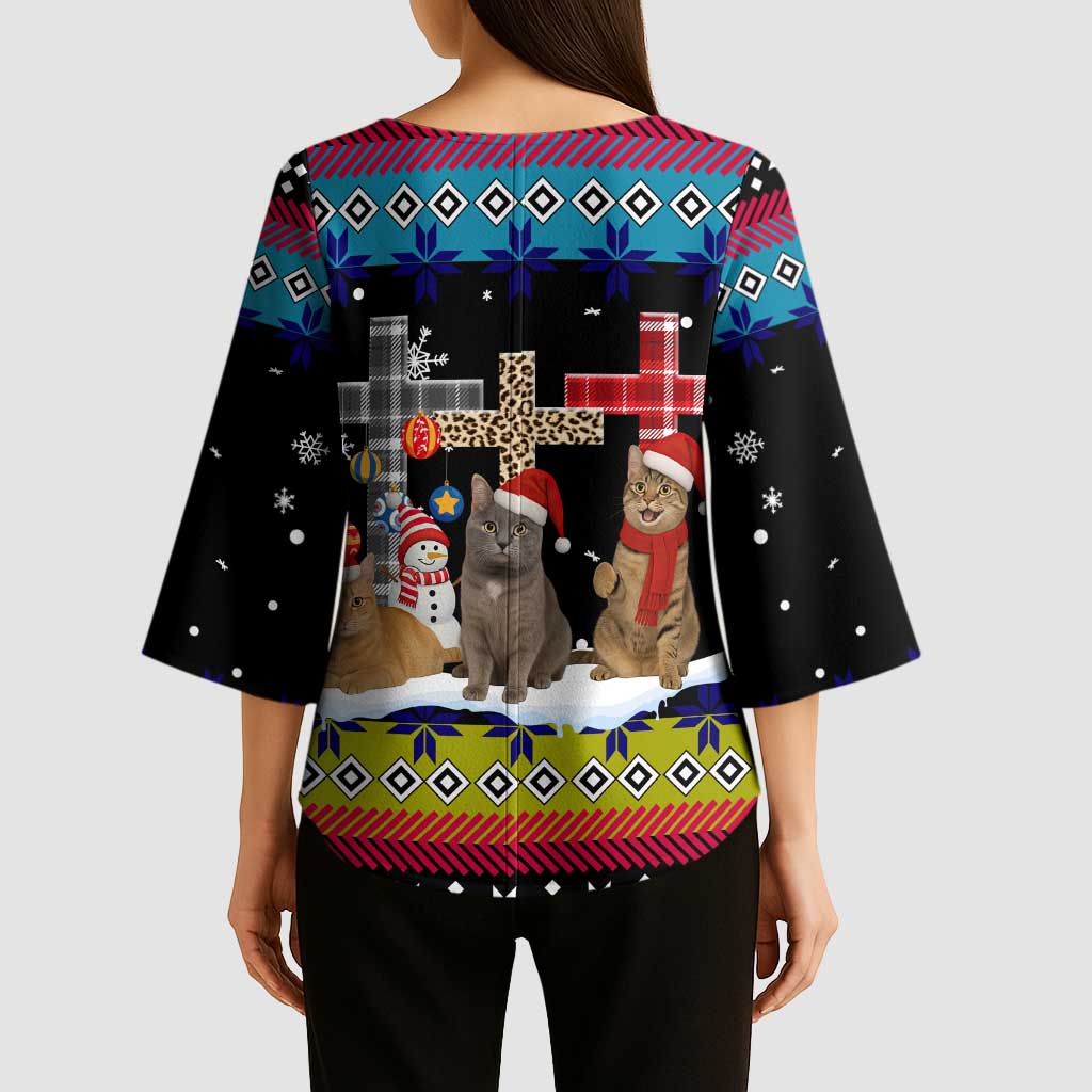 Jesus Is The Reason For The Season Christmas Kimono Sleeve Blouse Funny Xmas Holiday Patterns - Wonder Print Shop