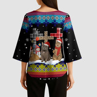 Jesus Is The Reason For The Season Christmas Kimono Sleeve Blouse Funny Xmas Holiday Patterns - Wonder Print Shop
