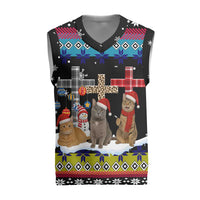 Jesus Is The Reason For The Season Christmas Knitted V-Neck Vest Funny Xmas Holiday Patterns - Wonder Print Shop