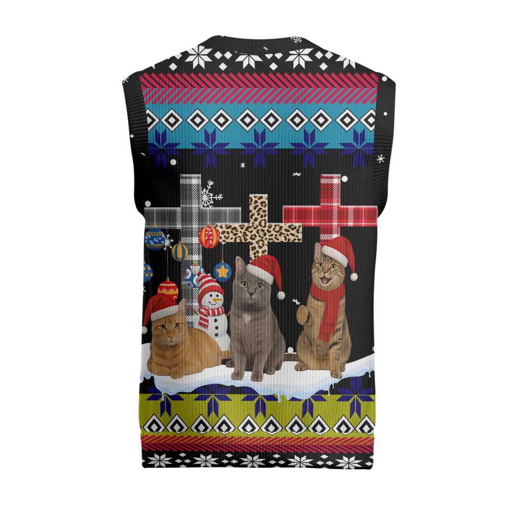 Jesus Is The Reason For The Season Christmas Knitted V-Neck Vest Funny Xmas Holiday Patterns - Wonder Print Shop