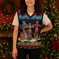 Jesus Is The Reason For The Season Christmas Knitted V-Neck Vest Funny Xmas Holiday Patterns - Wonder Print Shop