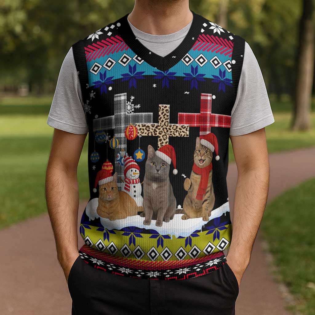 Jesus Is The Reason For The Season Christmas Knitted V-Neck Vest Funny Xmas Holiday Patterns - Wonder Print Shop