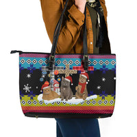 Jesus Is The Reason For The Season Christmas Leather Tote Bag Funny Xmas Holiday Patterns - Wonder Print Shop