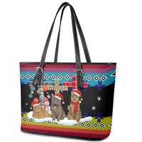 Jesus Is The Reason For The Season Christmas Leather Tote Bag Funny Xmas Holiday Patterns - Wonder Print Shop