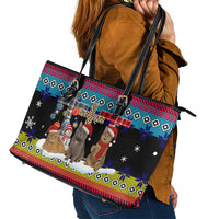 Jesus Is The Reason For The Season Christmas Leather Tote Bag Funny Xmas Holiday Patterns - Wonder Print Shop