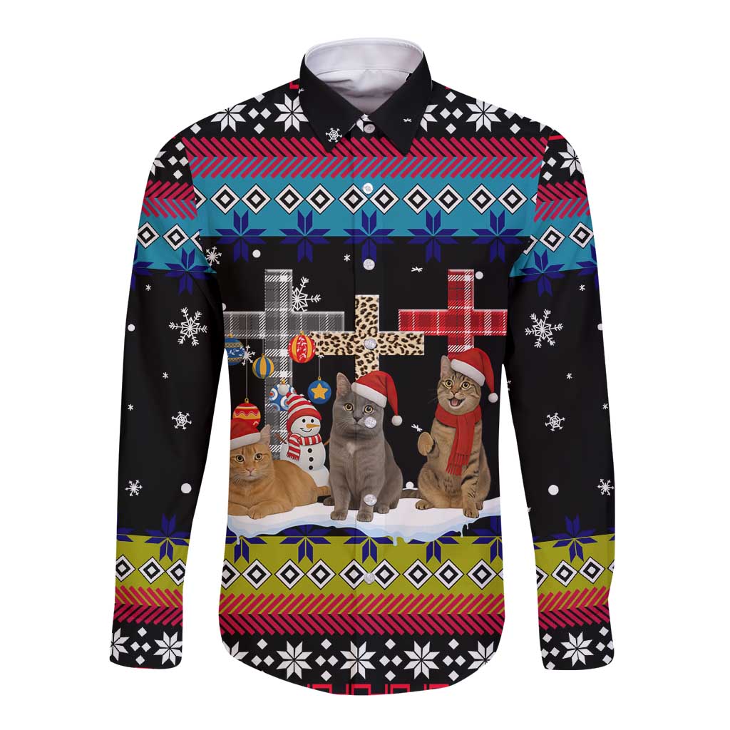 Jesus Is The Reason For The Season Christmas Long Sleeve Button Shirt Funny Xmas Holiday Patterns - Wonder Print Shop