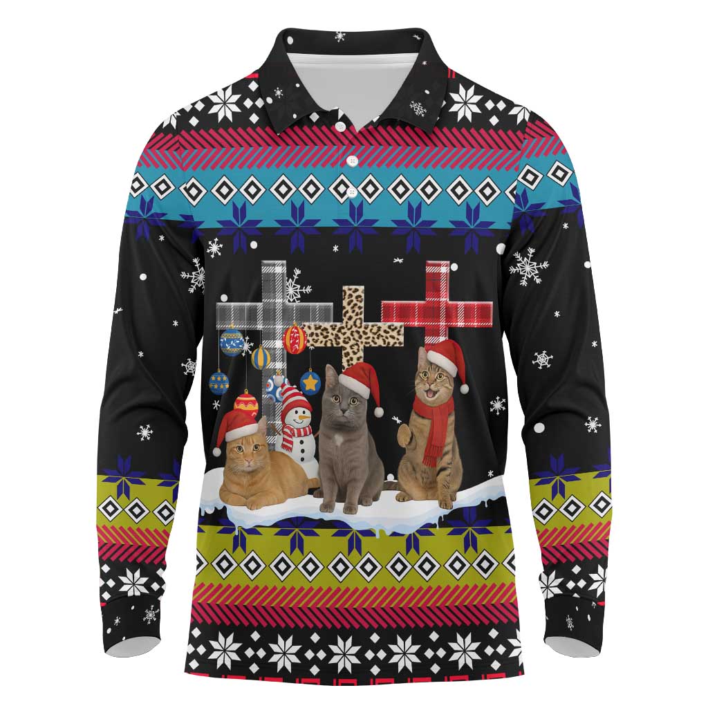 Jesus Is The Reason For The Season Christmas Long Sleeve Polo Shirt Funny Xmas Holiday Patterns - Wonder Print Shop