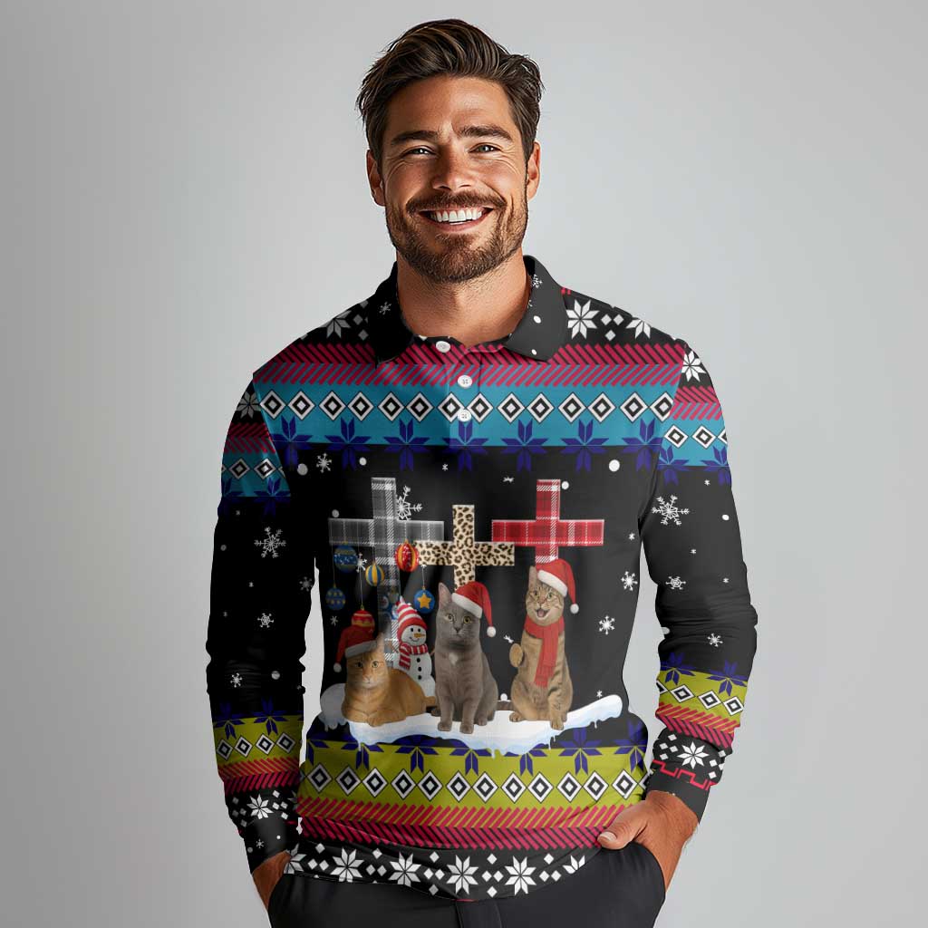 Jesus Is The Reason For The Season Christmas Long Sleeve Polo Shirt Funny Xmas Holiday Patterns - Wonder Print Shop