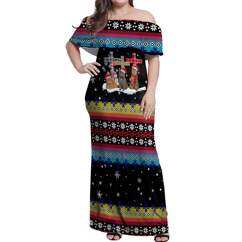Jesus Is The Reason For The Season Christmas Off Shoulder Maxi Dress Funny Xmas Holiday Patterns - Wonder Print Shop