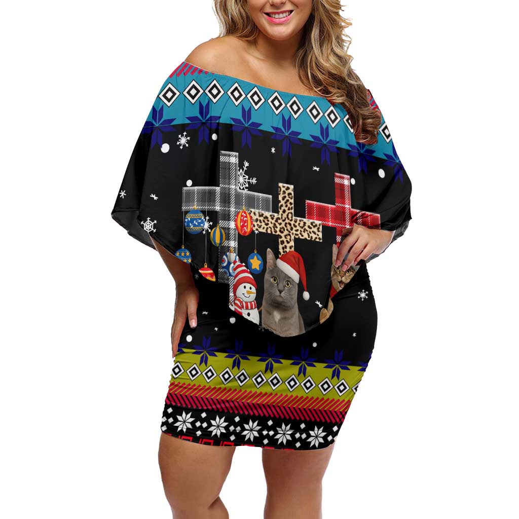 Jesus Is The Reason For The Season Christmas Off Shoulder Short Dress Funny Xmas Holiday Patterns - Wonder Print Shop