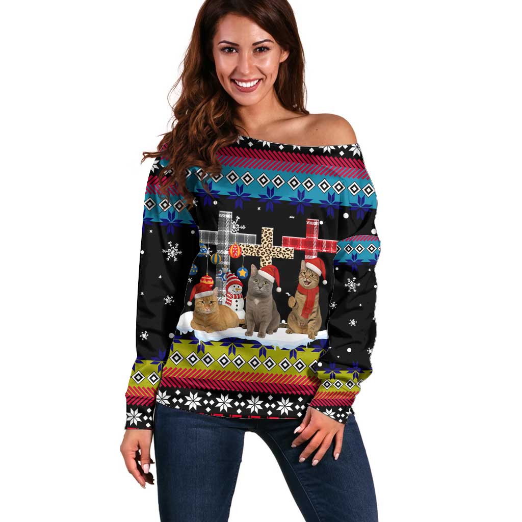 Jesus Is The Reason For The Season Christmas Off Shoulder Sweater Funny Xmas Holiday Patterns - Wonder Print Shop