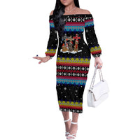 Jesus Is The Reason For The Season Christmas Off The Shoulder Long Sleeve Dress Funny Xmas Holiday Patterns - Wonder Print Shop