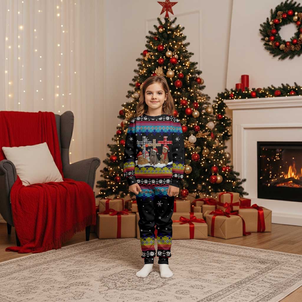 Jesus Is The Reason For The Season Christmas Pajama Set Funny Xmas Holiday Patterns - Wonder Print Shop