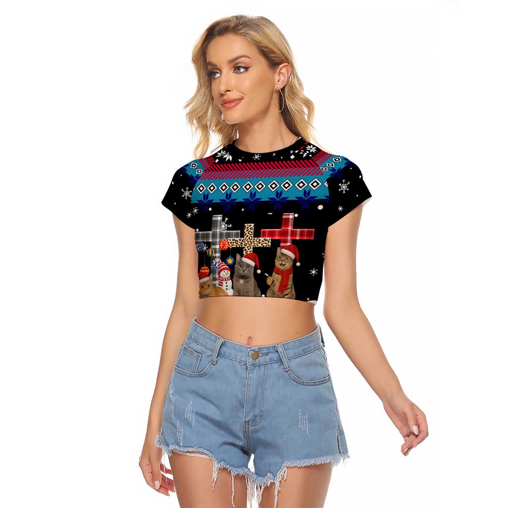 Jesus Is The Reason For The Season Christmas Raglan Cropped T Shirt Funny Xmas Holiday Patterns - Wonder Print Shop