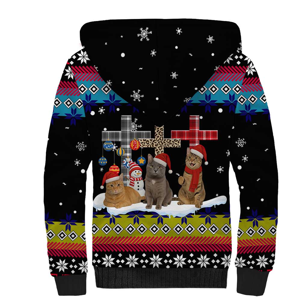 Jesus Is The Reason For The Season Christmas Sherpa Hoodie Funny Xmas Holiday Patterns - Wonder Print Shop