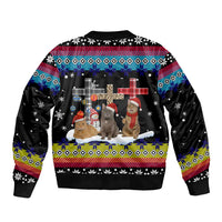 Jesus Is The Reason For The Season Christmas Sleeve Zip Bomber Jacket Funny Xmas Holiday Patterns - Wonder Print Shop