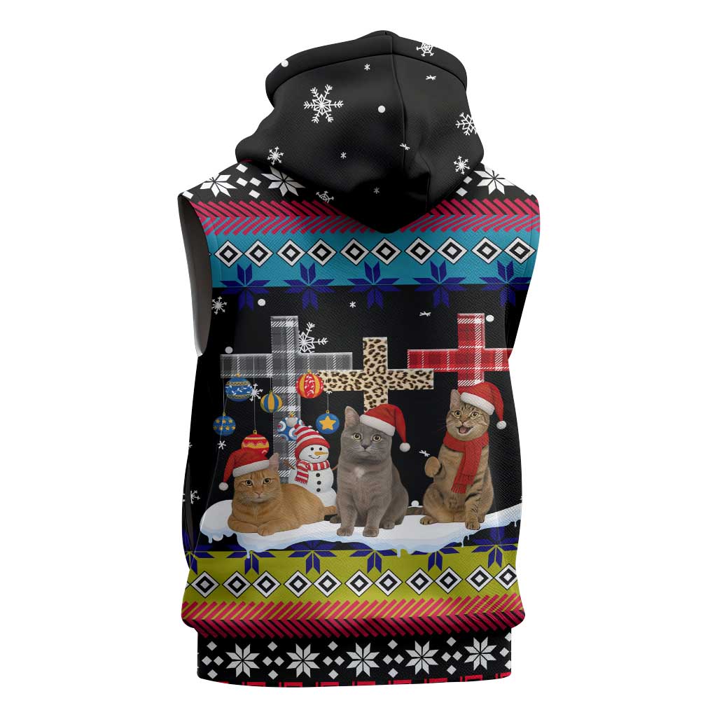 Jesus Is The Reason For The Season Christmas Sleeveless Hoodie Funny Xmas Holiday Patterns - Wonder Print Shop