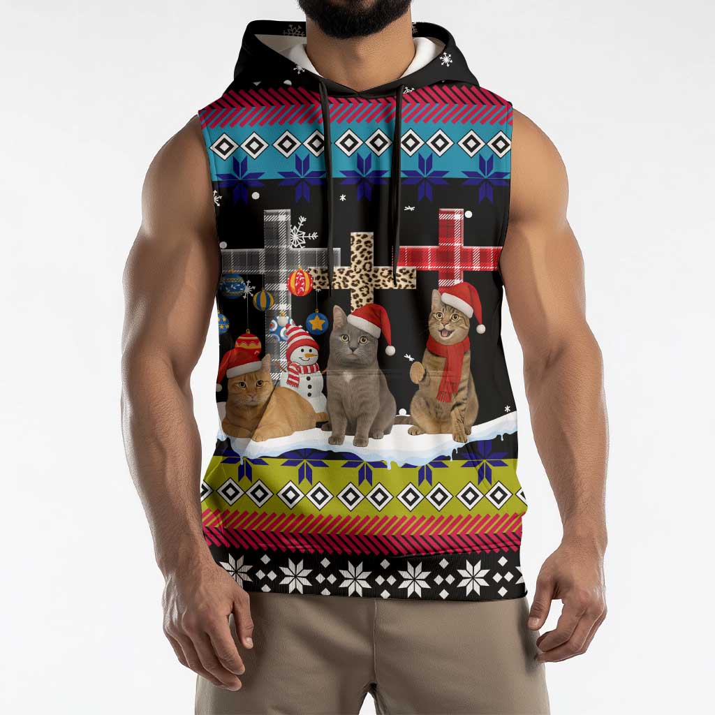 Jesus Is The Reason For The Season Christmas Sleeveless Hoodie Funny Xmas Holiday Patterns - Wonder Print Shop