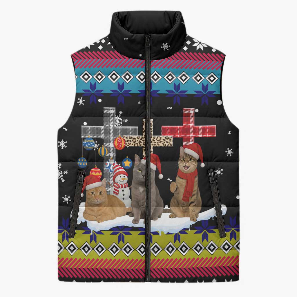 Jesus Is The Reason For The Season Christmas Sleeveless Puffer Jacket Funny Xmas Holiday Patterns - Wonder Print Shop
