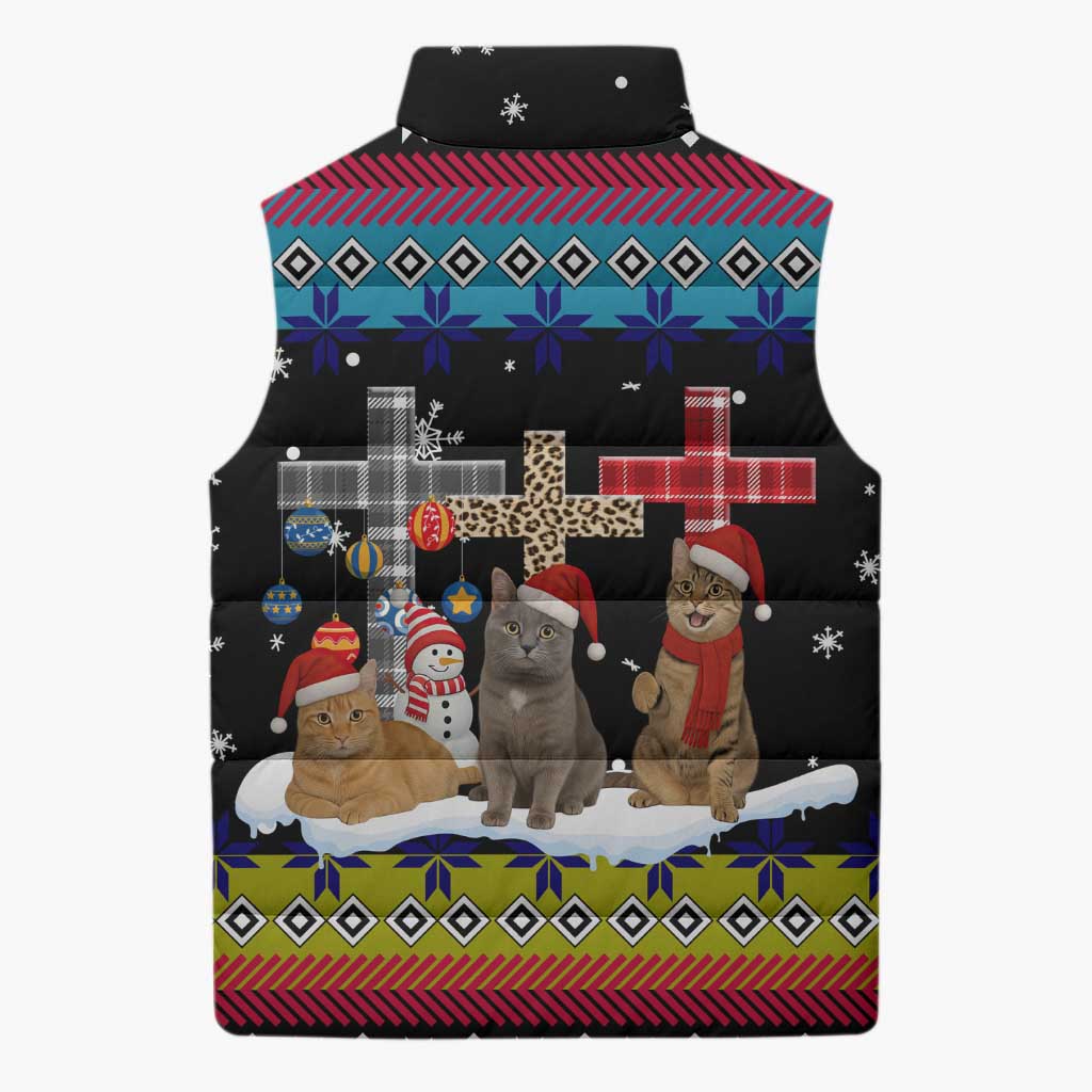 Jesus Is The Reason For The Season Christmas Sleeveless Puffer Jacket Funny Xmas Holiday Patterns - Wonder Print Shop